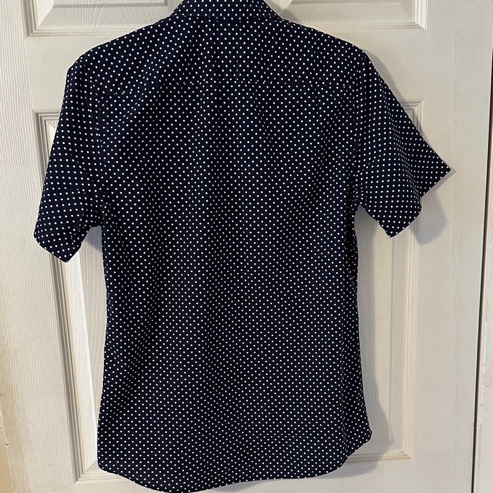 Men's Navy Polka Dot Shirt - Picture 4 of 4